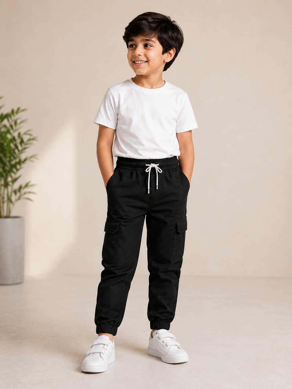 Boys Cotton Cargo Trousers