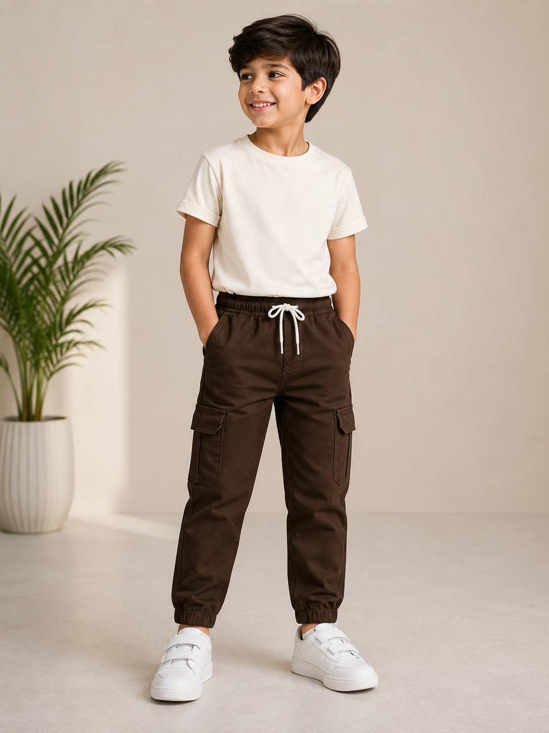 Boys Cotton Cargo Trousers