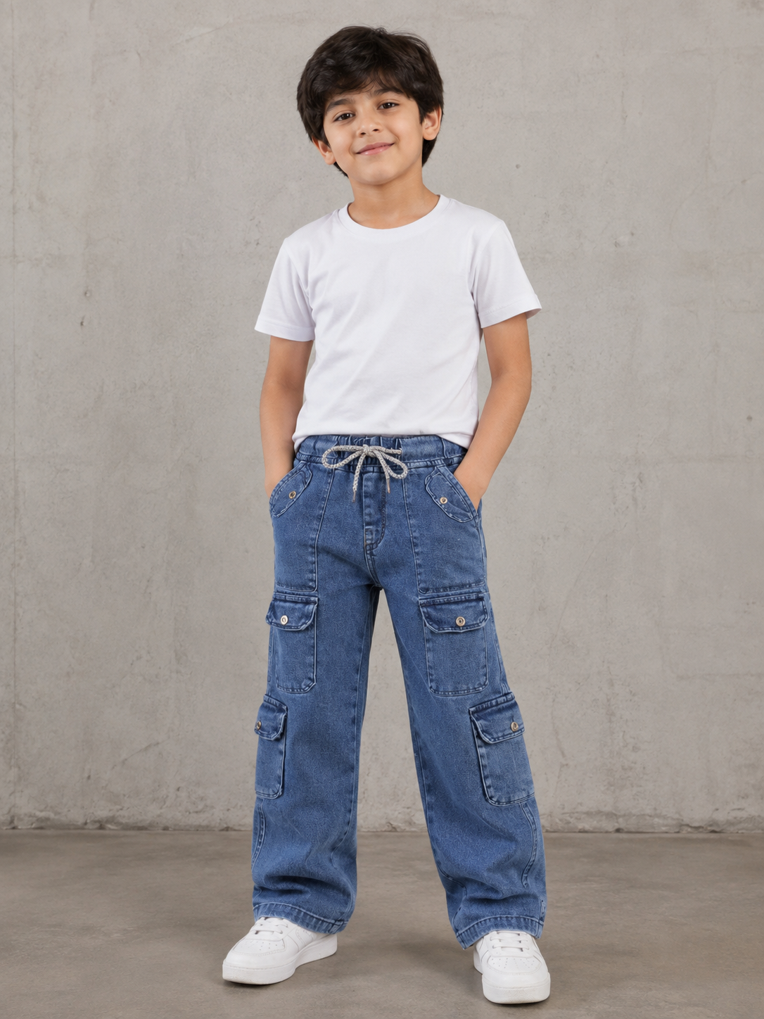 Kids 8 Pockets Cargo Jeans