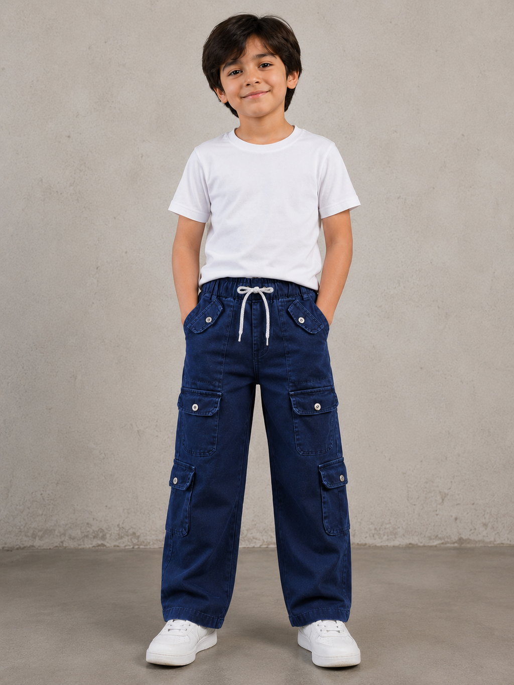 Kids 8 Pockets Cargo Jeans