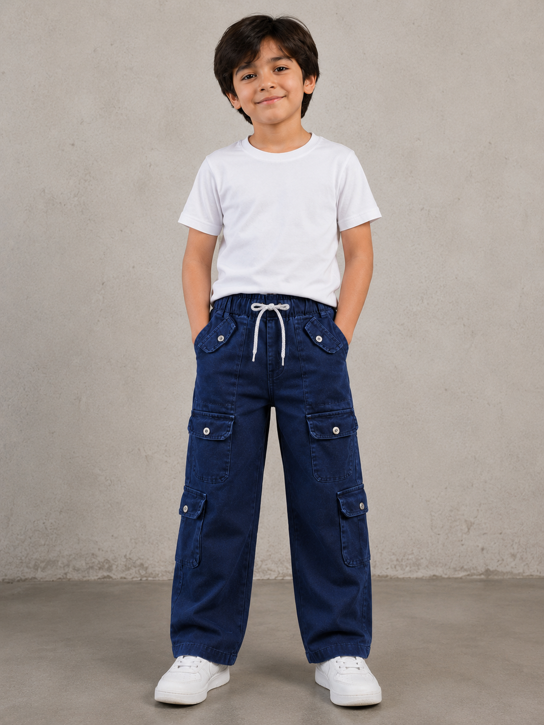 Kids 8 Pockets Cargo Jeans