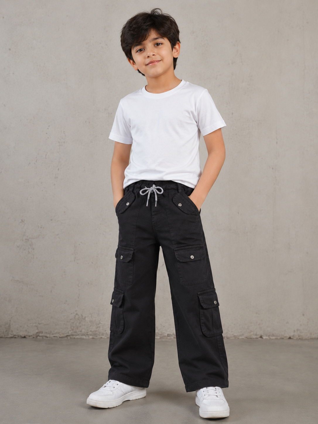 Kids 8 Pockets Cargo Jeans