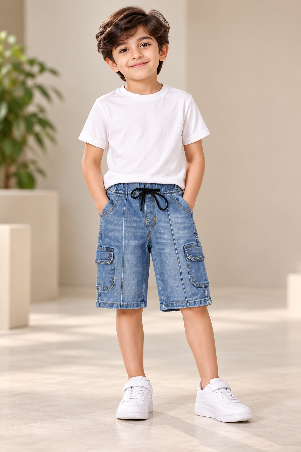 kids Denim Cargo Shorts